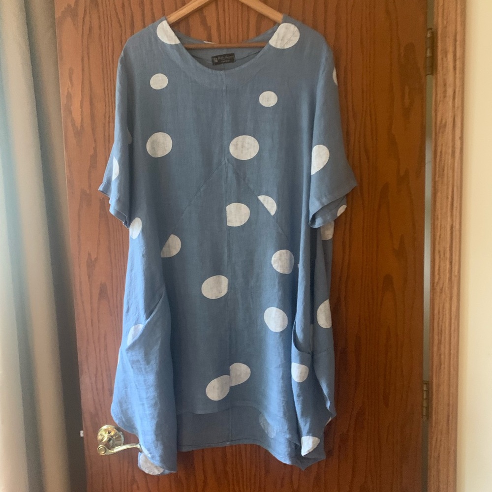 Bella Amore Italian Linen Polka Dot Dress